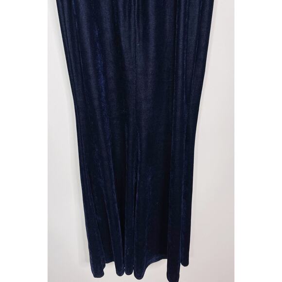 City Studios Juniors Size 5 Blue Velvet Off The Shoulder Gown Dress Split V Neck - Picture 8 of 14